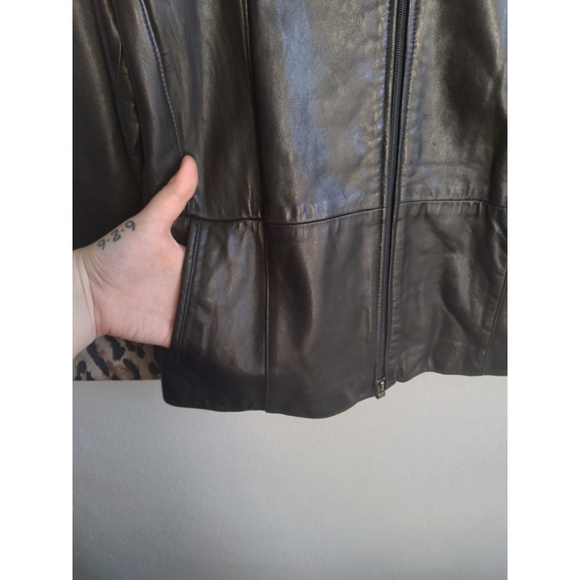 J. Percy for Marvin Richards Leather Leopard Print Lined Jacket - Picture 3 of 10